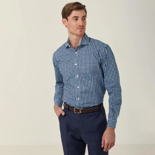 Picture of NNT Mens Dobby Check Cotton Long Sleeve Shirt